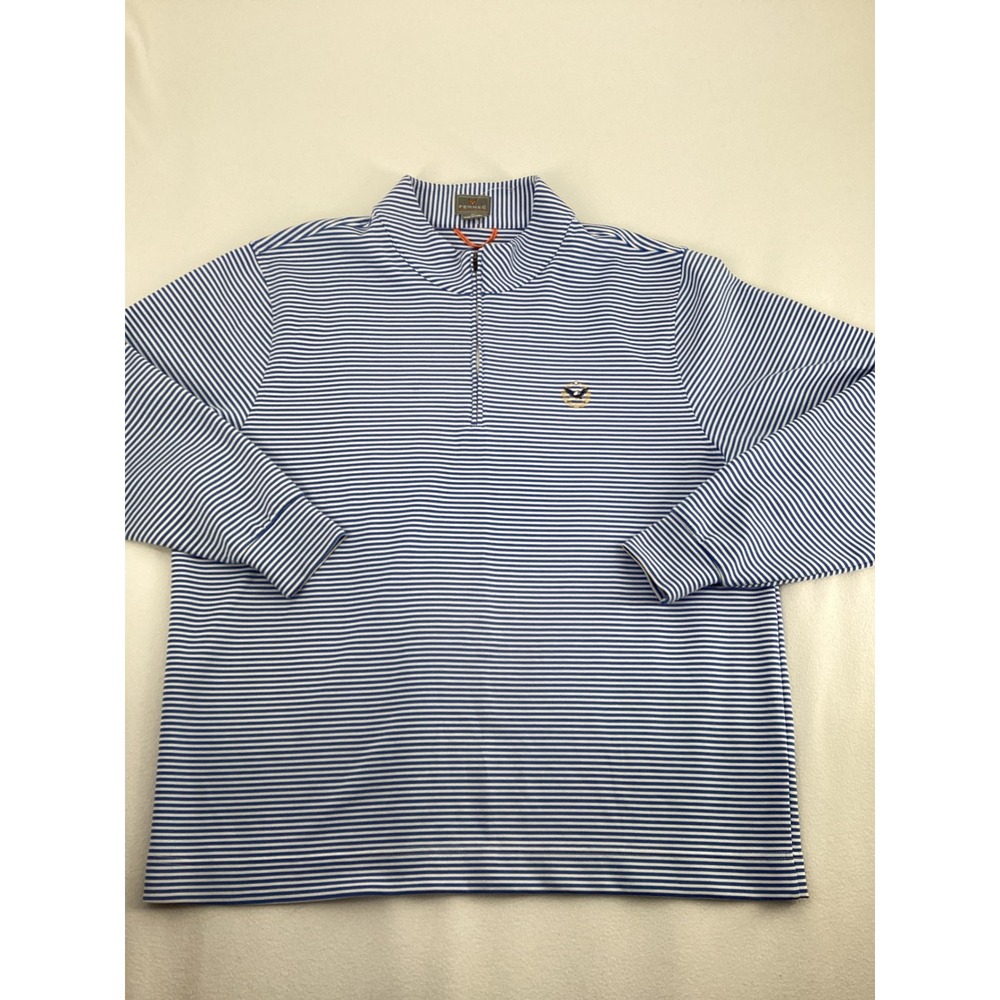 Fennec Highly Evolved Mens XL Blue White Striped Quarter Zip Golf Pullover Top